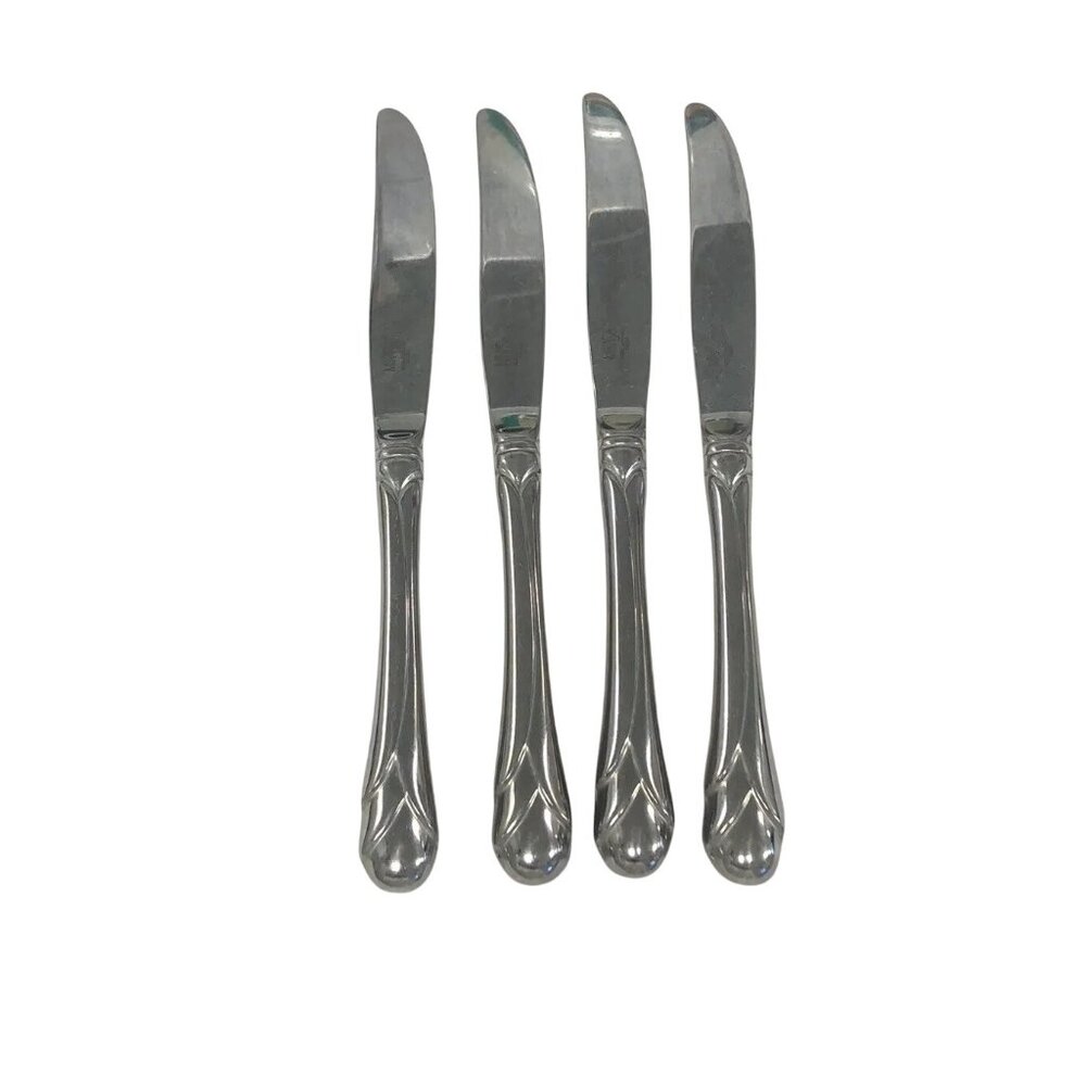 4 MIKASA Stainless "SWEET PEA" DINNER KNIFE 9-1/4" GLOSSY, 18/8 GERALD PATRICK
